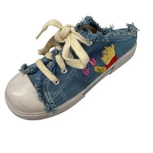 Vintage Winnie The Pooh Shoes Denim Slip On Sneakers 90s Disney Women's Size 7